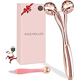 ORCLEENA 3D Face Roller Metal Facial Massager Face Sculpting Gua Sha Massage Tool for Eye Skin Care Reducing Puffiness Anti-Wrinkle for Women Girl Gift Set(Rose Gold)