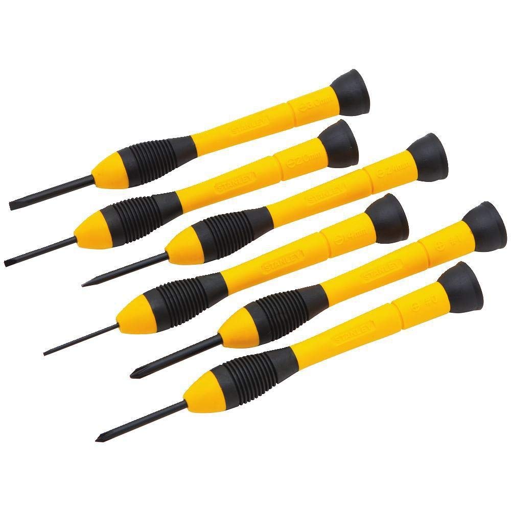 Stanley 6-Piece Precision Screwdriver Set, Black/Yellow, Black,yellow, 3" x 5" - Image 3