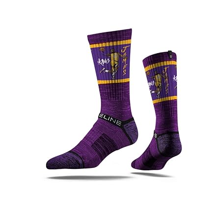 Strideline NBA Los Angeles Lakers Lebron James Yellow Action Premium Athletic Crew Socks, Schwarz, Einheitsgröße