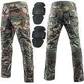 HANSTRONG GEAR Military Army Tactical Airsoft Paintball Shooting Pants Combat Men Pants with Knee Pads Jungle camo