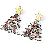 Christmas Tree Earrings for Women Acrylic Xmas Tree Drop Dangle Earrings Cute Colorful Xmas Festival Holiday Earrings Jewelry Gift