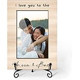 CIAEXRN Couple Picture Frame, I Love You To The Moon And Back Wooden Photo Frame 4x6, Wedding Engagement Gifts Mr And Mrs Gifts for Newlywed, Tabletop Display Home Decorations -27