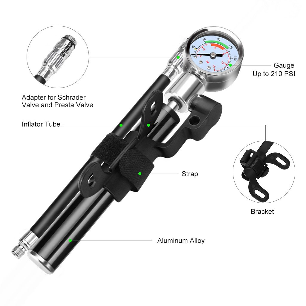 Kingwon Portable Bicycle High Pressure Pump With Gauge For Xiaomi