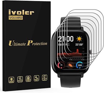 VGUARD 6 Unidades Protector de Pantalla para Huami Amazfit GTS, [Cobertura Completa] [líquida Instalar] [No Burbujas] HD Transparente TPU Suave ...