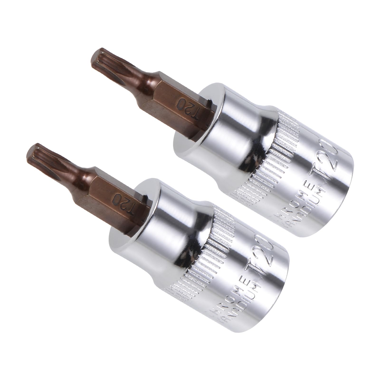 CoCud Torx Bit Socket, Metric T20 Bit 3/8" Drive 1.5" Long, S2 Alloy Steel Heat Treated CR-V Socket - (Applications: for Fastener Application), 2-Pieces