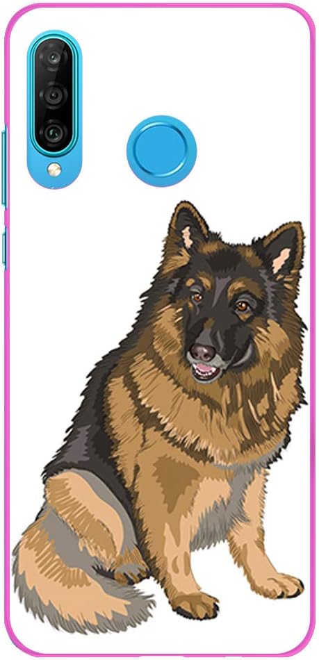BJJ SHOP Pink case for [ Huawei P30 Lite ], TPU flexible silicone shell, design: Happy German Shepherd
