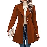 Mywinway Wool Coats for Women Fall Winter Trench Coat Peacoat Long Tweed Blazer Jackets Outwear