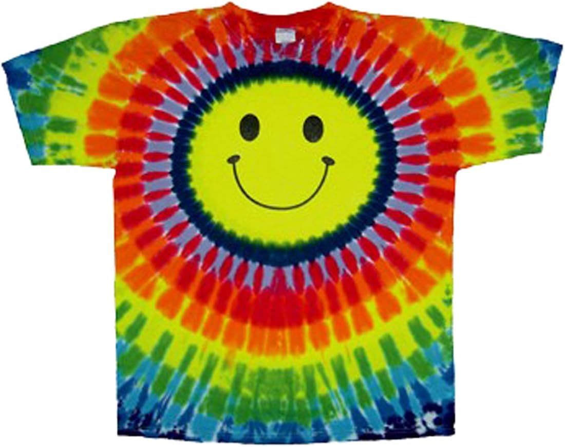 Tie Dyed Shop Rainbow Smiley Face Tie Dye T-Shirt-Long Sleeve-5X | Amazon.com