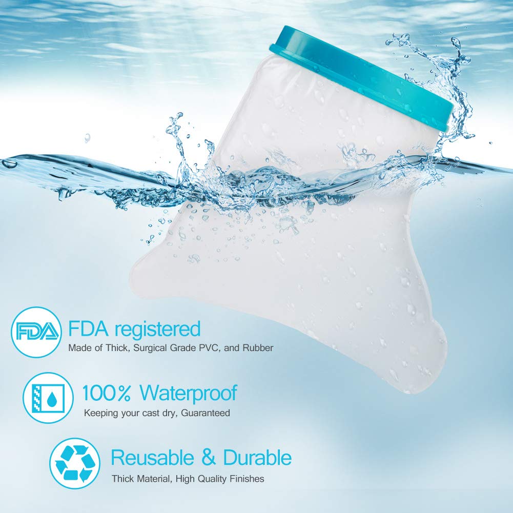 Waterproof Foot Cast Cover Wound Protector for Shower Bath, Watertight Cast Bag Covers for Broken Surgery Foot, Wound and Burns - Reusable [2025 Upgrade]
