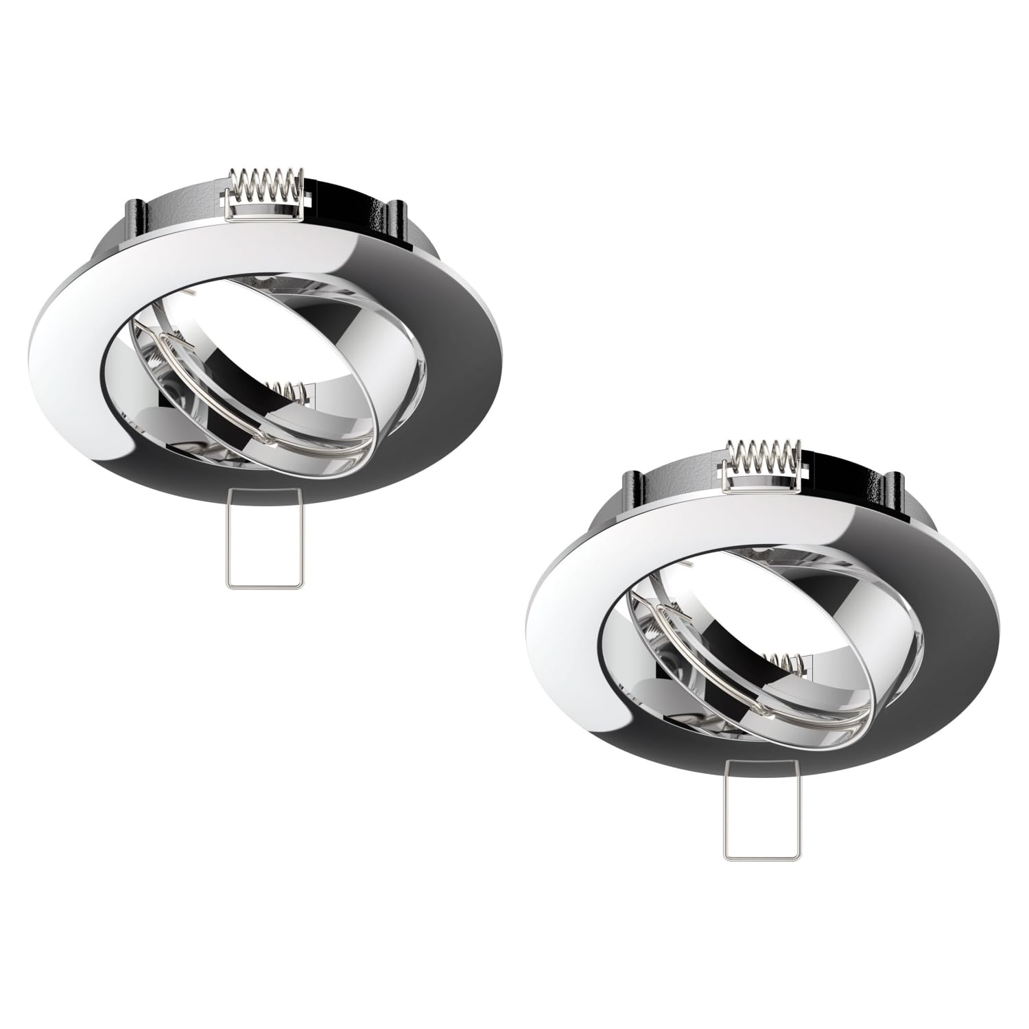 ledscom.de 2 pcs. recessed Ceiling Frame CIRC, Round, swivelling, Glossy Chrome