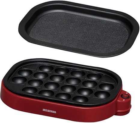 Amazon Com Iris Ohyama Takoyaki 2way Plate Red Ity wa R Dinner Plates