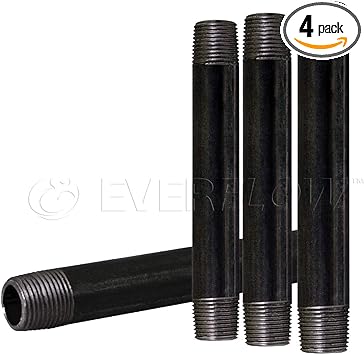Everflow Npbl3411 4 Stee Nipple Pipe Build Vintage Diy Furniture With Pre Cut Industrial Iron Pipe Threaded Three Quarter Malleable Cast Iron Pipe Black 3 4 X 11 Pack Of 4 Amazon Com