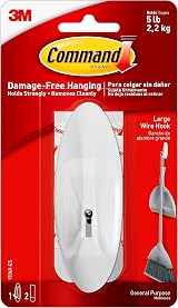 Command Large Wire Hook White 1 Hook and 2 Adhesive Strips Holds 2.2kg
