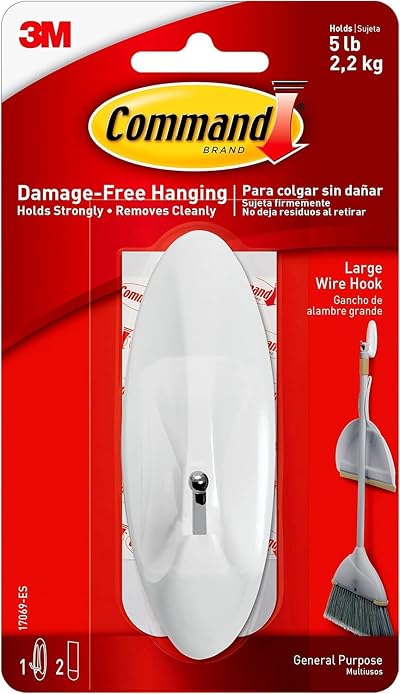Command Large Wire Hook White 1 Hook and 2 Adhesive Strips Holds 2.2kg