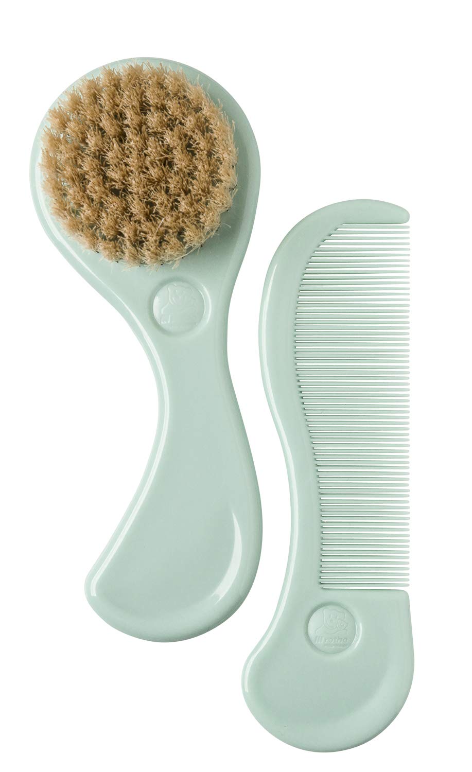 Rotho Babydesign Comb and Natural Hair Brush, Hair Care for Babies from 0 months, Swedish Green, 20447000101