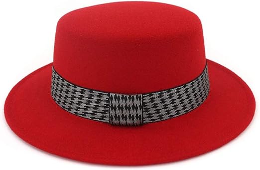 red wide brim felt hat