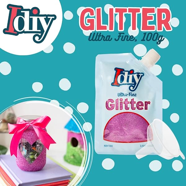 IDIY ULTRA FINE GLITTER (100G, 3.5 OZ POUCH) W EASY-POUR BAG & FUNNEL-SHAMROCK GREEN EXTRA FINE-NON-TOXIC, DIY ART, SCHOOL PROJECTS, FESTIVALS, SPARKLE DECORATIONS, RESIN, GIFT, HOLIDAY CRAFT