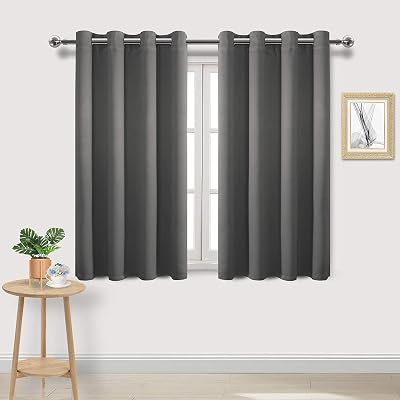 DWCN Blackout Curtains 52x54 Inch 2 Panels Dark Grey Eyelet Threads Polyester