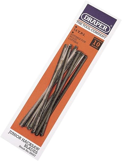 Draper 39007 14 TPI Wood Cutting Junior Hacksaw Blade Pack of 10 Blue