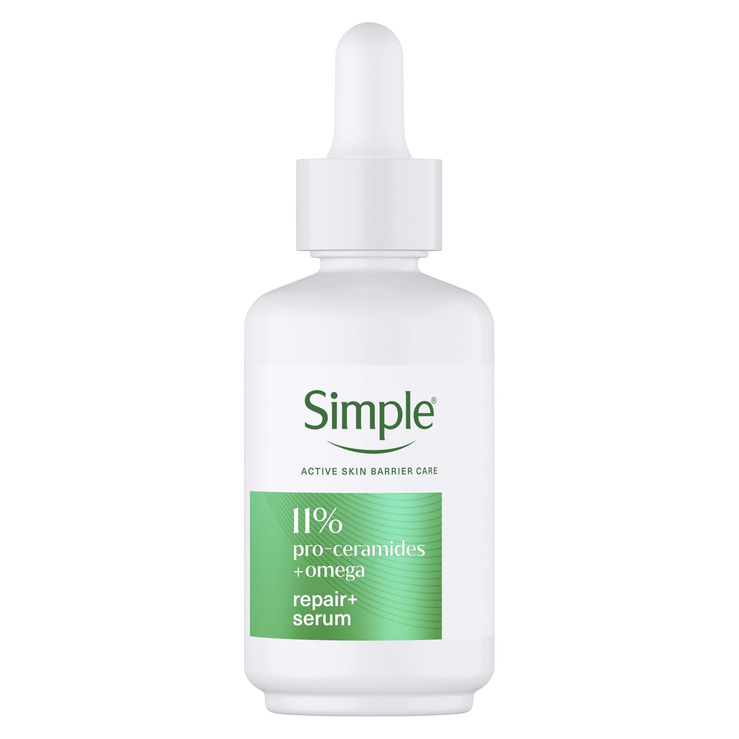 Simple Repair+ 11% Pro-Ceramides + Omega Serum repairing skin care suitable for all skin types for restored and nourished skin 30 ml