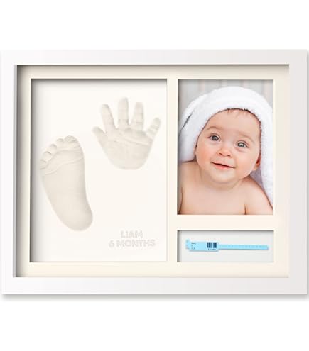 Cadeau Bebe Naissance Kit Empreintes Mains Et Pieds Bébé - Cadre Personnalisable Avec Argile Safe, Idéal Cadeau Naissance Argile Testée Dermatologique