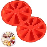 GerlWorld 2PCS Silicone Scone Pan, Non-stick Cake Baking Mold, Triangle 8 Cavity Pizza Pan, Food-grade Silicone Mold Specialty and Novelty Cake Pan for Brownies Muffins, Cheesecake, BPA Free Bakeware