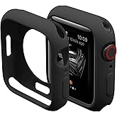 Slim Bumper Case Compatible with Apple Watch Series SE/6/5/4, 44mm Black | No Screen, Soft Silicone TPU Protective Cover, Rugged Frame with Open Screen Design Protector for iWatch