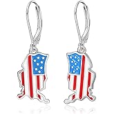 4th of July Earrings for Women Patriotic Earrings USA American Earrings 925 Sterling Silver Red White Blue Leverback Earring Independence Day Patriotic Jewelry Gifts for Women Girls