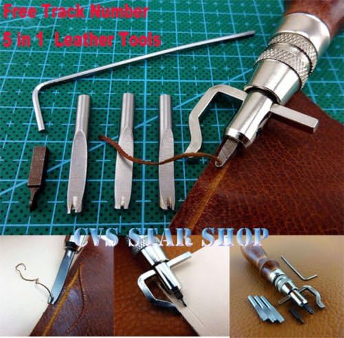 5 in 1 DIY Leathercraft Adjustable Pro Stitching Groover Crease Leather Tools