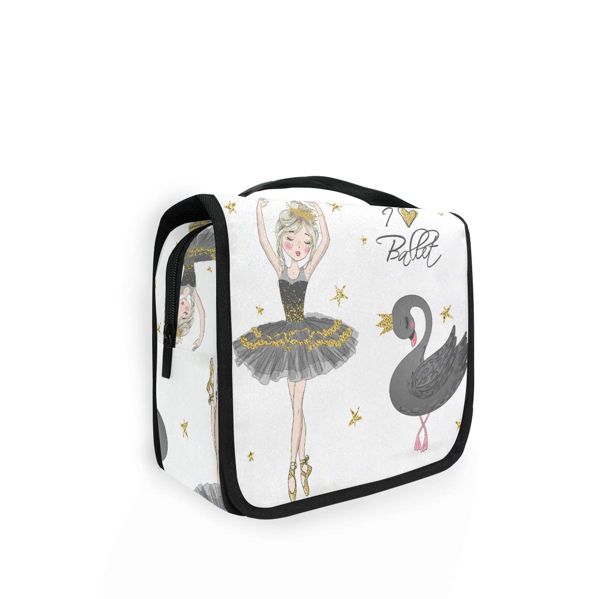 Moyyo Cute Ballet Girls Portable Organiser - Black Swan Travel & Gym Toiletry Bag