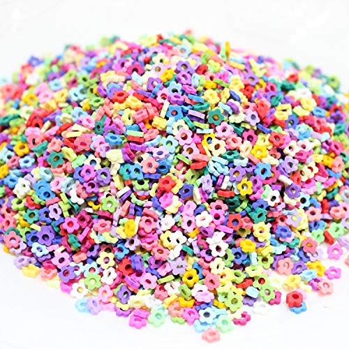 100g Mixed Color Clay Chocolate Sprinkles Heart Shaped DIY Parts Fake Cake Decorating Polymer Clay Sweets Deco Fimo Decoration (Flower)