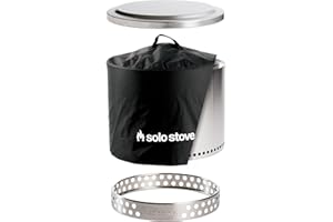 Solo Stove Bonfire Amazon Exclusive | Smokeless Fire Pit Bundle with Stand, Lid, Shelter & Ash Pan | Ideal for 4–6 People | Stainless Steel Wood Burning Camping Pit – 19.5" Wide, 34lbs