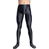 FEOYA Men Shiny Leggings Oil Glossy Tights Stretchy Sheer Metallic Pants for Club Party Workout Cosplay