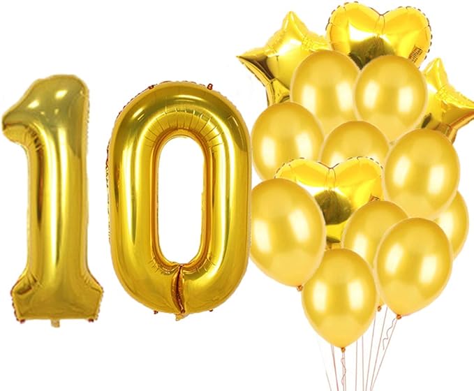 Sweet 10th Birthday Decorations Party Supplies,Gold Number
