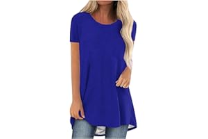 Wkishenl Tunics Or Tops To Wear With Leggings Summer Long Shirts For Women Plus Size Solid Dressy Casual Short Sleeve T Shirt