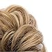 Scrunchy Updo Hair Bun Clip Messy Donut Chignons Synthetic Wavy Straight Hairpiece Hair Extension (light ash brown & bleach blonde, 1PC)
