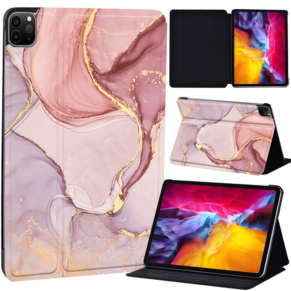 PU Leather + hard shell Ultra slim lightweight Folio Flip Tablet Stand Smart Cover Case Fit iPad Air 4 10.9" (2020) / iPad Pro 11" (2018 2020 2021) (peach color)