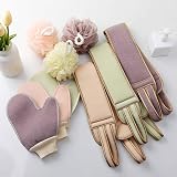 Omenluck Bath Mitt Double Side Exfoliating Sponge Shower Gloves Purple Coffee view 3