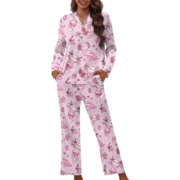 Poetesant Women's Cozy Animal Print Pajama Set – 2-Piece Long Sleeve Lounge Wear, Soft & Breathable