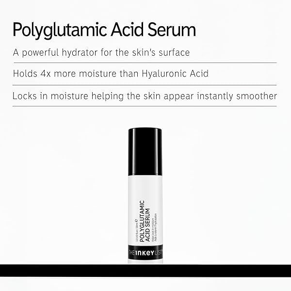 THE INKEY LIST POLYGLUTAMIC ACID SERUM, FACE SERUM TO MOISTURIZE DRY SKIN, REDUCE FINE LINES AND BOOST RADIANCE, 1.01 FL OZ