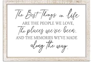 LUZHIQIANG The Best Things in Life Wall Decor Sign 15.8 x 11 Inch Memories Inspirational Quotes Wood Framed Family Entryway Living Room Home Wall Art for Farmhouse Bedroom Room (White)