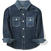 OCHENTA Boys Denim Button Down Shirt Long Sleeve Lightweight Chambray Tops