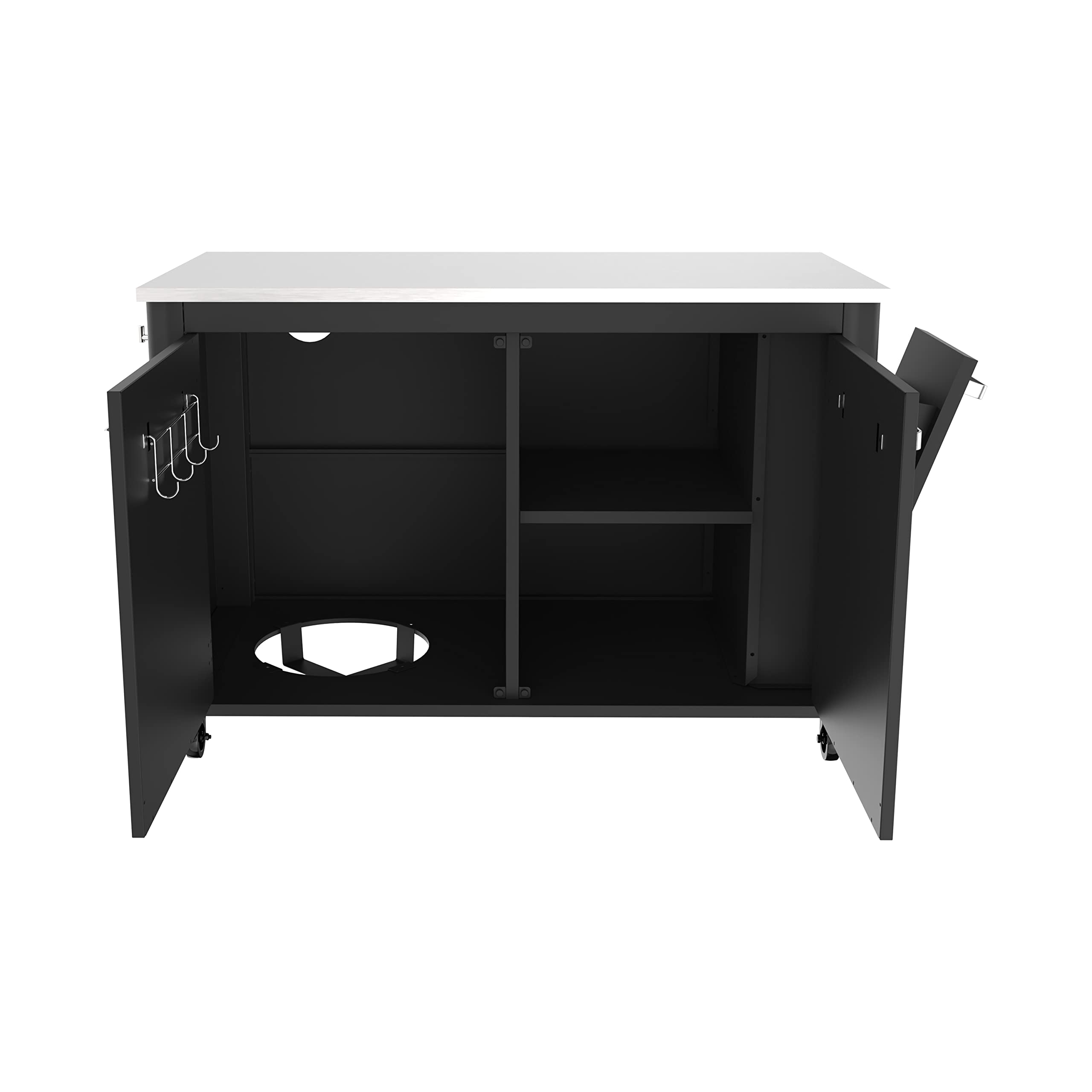 cozze®-Außentisch mit Edelstahltisch, 2 Türen und 4 Rädern Edelstahl/schwarz/grau 5