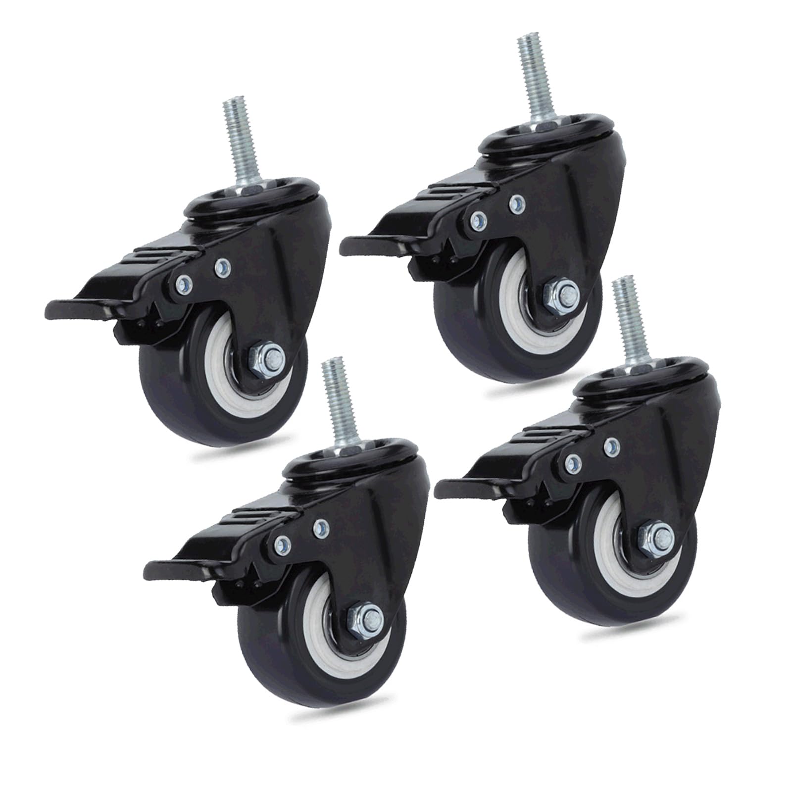 Office Chair Wheels Castor M8x25mm load-bearing 240kg PU rotating casters trolley furniture caster replacement trolley wheels Swivel casters with brakes（4）