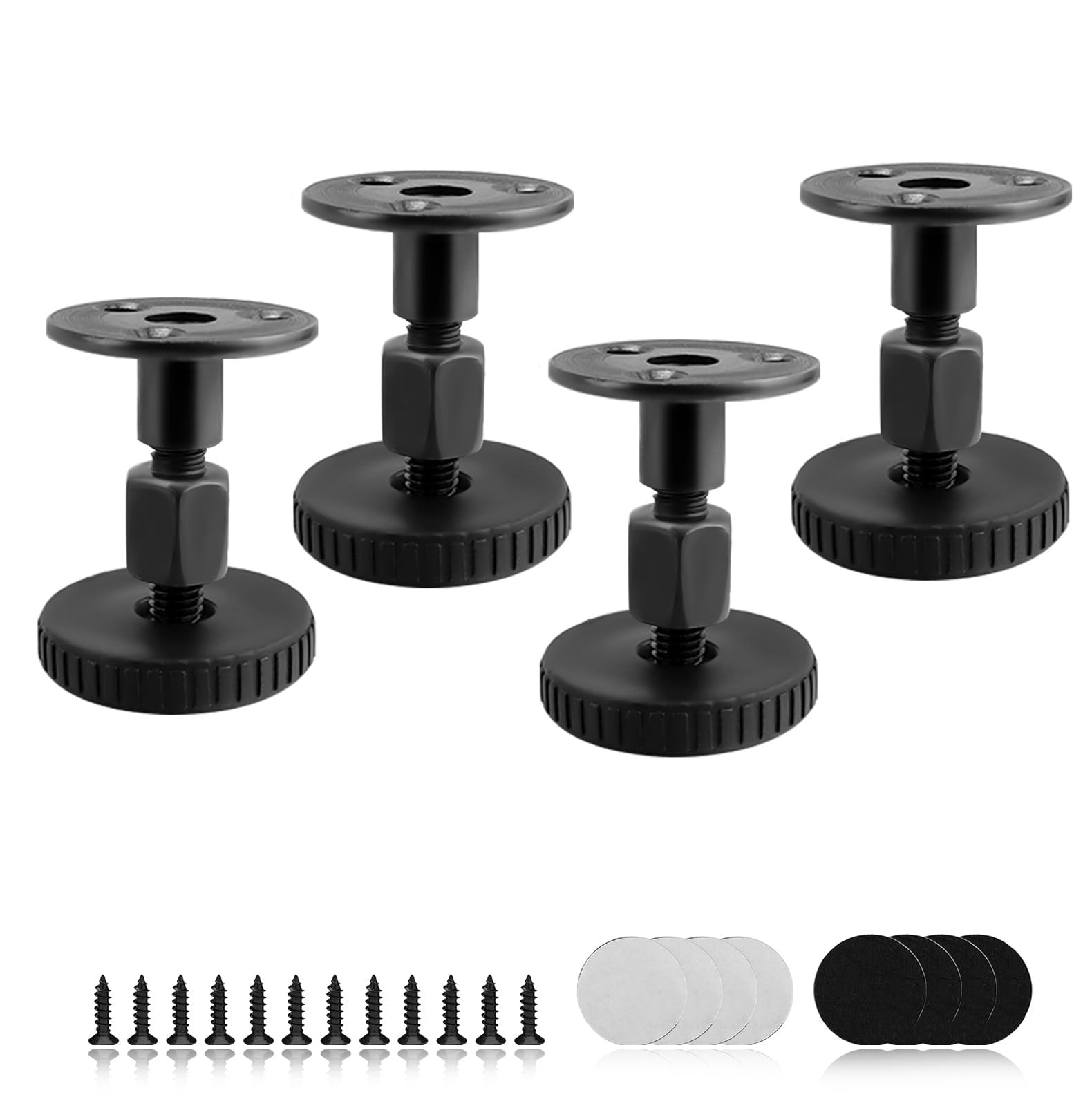 HERKINDNESS Adjustable Furniture Legs 27-64 mm, 4 Pieces Black Adjustable Foot, Adjustable Cabinet Legs Adjustable, with Anti-Scratch Pad and Mounting Accessories, for Tables, Other Furniture