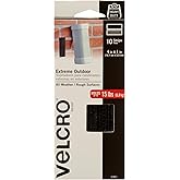 VELCRO Brand Outdoor Heavy Duty Strips | 4in x 1in (10Pk) | Holds 15 lbs | Black Extreme Hook and Loop Tape Industrial Streng