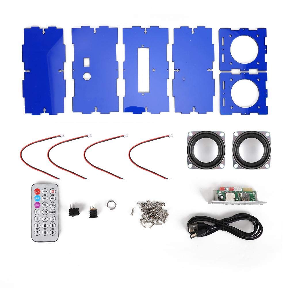 Denash Bluetooth Speaker DIY Kit, MP3 Music Pack Stereo Sound 3W Mini Power Amplifier Amp with Remote Control(Blue)
