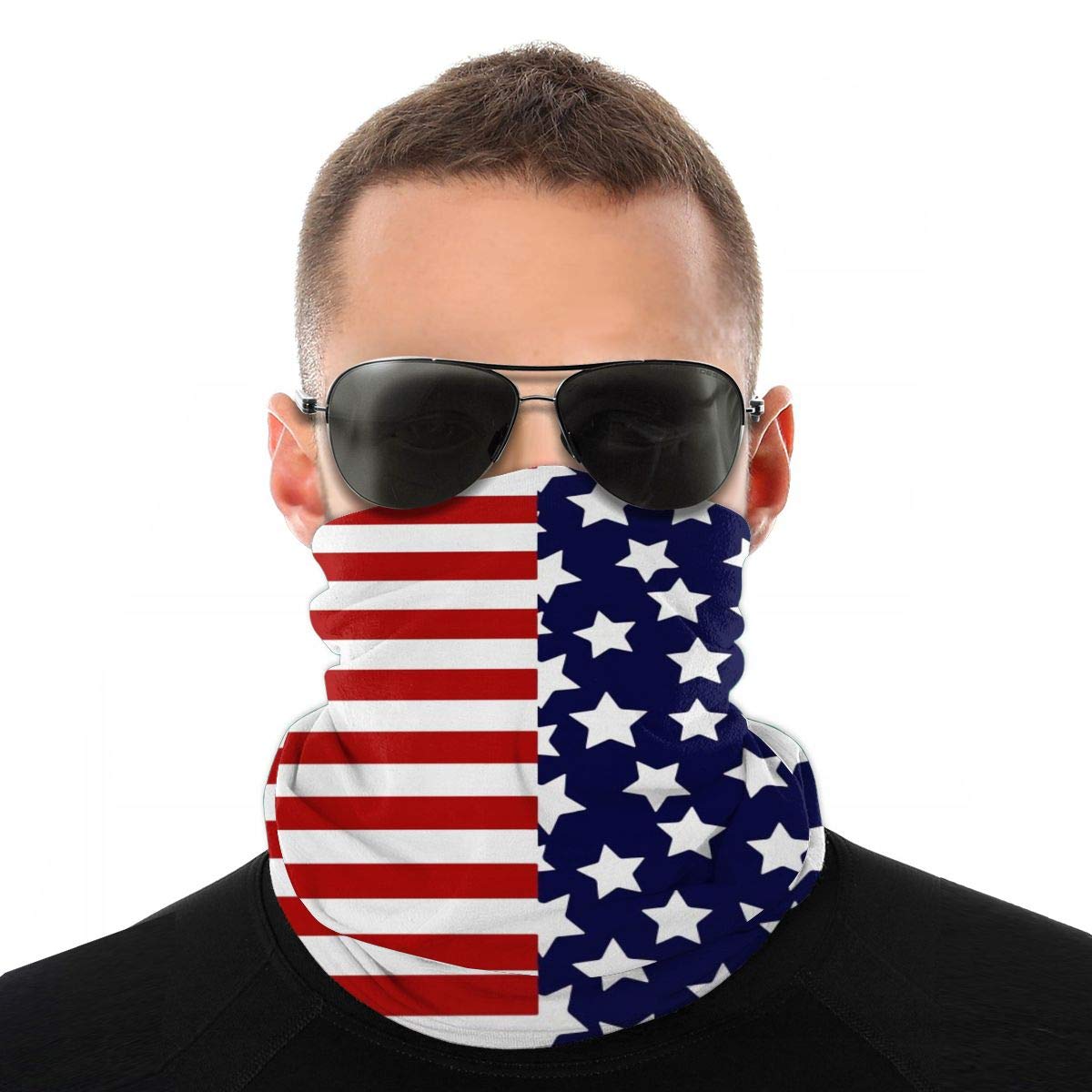 Unisex Summer Neck Gaiter Bandana American Flag USA White Stars Half Face  Mask Scarf Outdoor Multipurpose Headband for Men Women Anti-Dust Headwear