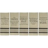 fillURbasket Funny Kitchen Towels Alcohol Wine Sayings Fun Sarcastic Dish Towels Drinking Bartender Gift Bar Kitchen Decor Man Cave Dish Drying 16x28 Cotton