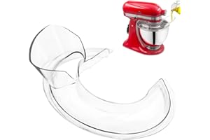 TALADAD Pouring Shield for Kitchen Aid Stand Mixer, 4.5-5QT Bowls Stainless Steel, Glass, Ceramic Attachments Secure Splash Guard for Kitchen aid Tilt-Head Stand Mixers (Clear)